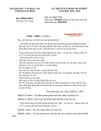 Đề thi tuyển sinh v&agrave;o lớp 10 THPT m&ocirc;n Ngữ Văn tỉnh Quảng B&igrave;nh năm 2018