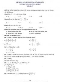 Đề thi khảo s&aacute;t chất lượng giữa học k&igrave; I m&ocirc;n To&aacute;n lớp 7 năm 2021. Đề số 17