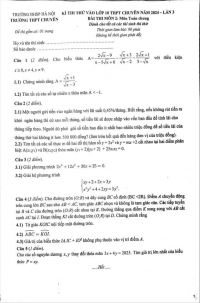 Đề thi thử vào 10 môn Toán THPT chuyên ĐHSP Hà Nội năm 2024- lần III
