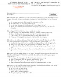 Đề tập huấn thi THPT Quốc Gia m&ocirc;n Lịch Sử tỉnh Bắc Ninh năm 2017