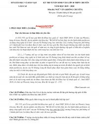 Đề thi tuyển sinh v&agrave;o lớp 10 m&ocirc;n Ngữ Văn tỉnh L&agrave;o Cai năm 2019