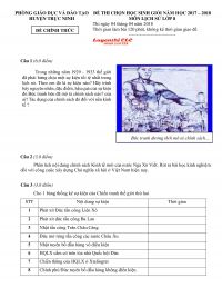 Đề thi chọn HSG m&ocirc;n Lịch Sử lớp 8 huyện Trực Ninh, tỉnh Nam Định năm 2018