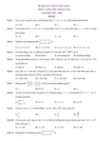 Đề thi học k&igrave; I m&ocirc;n To&aacute;n lớp 10 Trường THPT Lương Thế Vinh năm 2019
