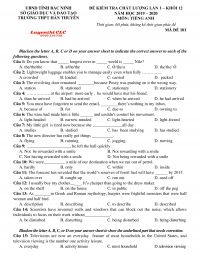 Đề kiểm tra chất lượng lần 1 m&ocirc;n Tiếng Anh khối 12 tỉnh Bắc Ninh năm 2020