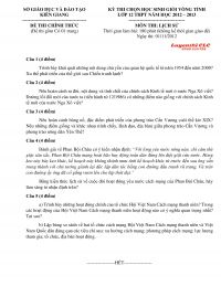 Đề thi chọn HSG m&ocirc;n Lịch Sử lớp 12 THPT tỉnh Ki&ecirc;n Giang năm 2012