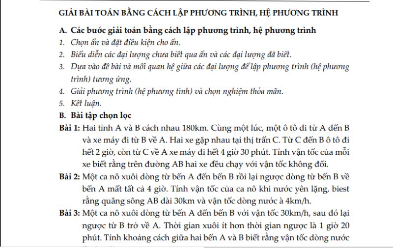 Giải b&agrave;i to&aacute;n bằng c&aacute;ch lập phương tr&igrave;nh, hệ phương tr&igrave;nh