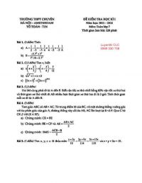 Đề kiểm tra học k&igrave; I m&ocirc;n To&aacute;n lớp 7 Trường THPT CHUY&Ecirc;N Amsterdam năm 2011