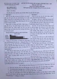 Đề thi tuyển sinh v&agrave;o lớp 10 m&ocirc;n Ngữ Văn năm 2018 Th&agrave;nh phố Hồ Ch&iacute; Minh