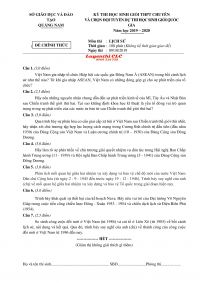 Đề thi HSG THPT CHUY&Ecirc;N v&agrave; chọn đội tuyển dự thi HSG Quốc Gia m&ocirc;n Lịch Sử tỉnh Quảng Nam năm 2019