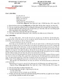 Đề thi tuyển sinh v&agrave;o lớp 10 THPT m&ocirc;n Ngữ Văn tỉnh Bến Tre năm 2015