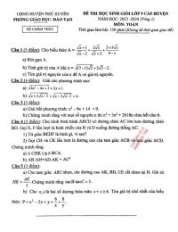 Đề thi chọn HSG môn Toán lớp 9, vòng 1 huyện Phú Xuyên, Hà Nội năm 2023