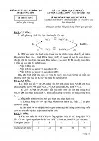 Đề thi chọn HSG môn KHTN lớp 9 huyện Ứng Hòa năm 2024-2025