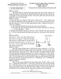 Đề thi giao lưu HSG lớp 8 cấp huyện môn Vật lý huyện Yên Lạc, tỉnh Vĩnh Phúc năm 2016