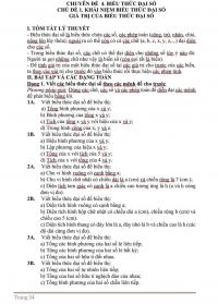 Chuy&ecirc;n đề: Biểu thức đại số