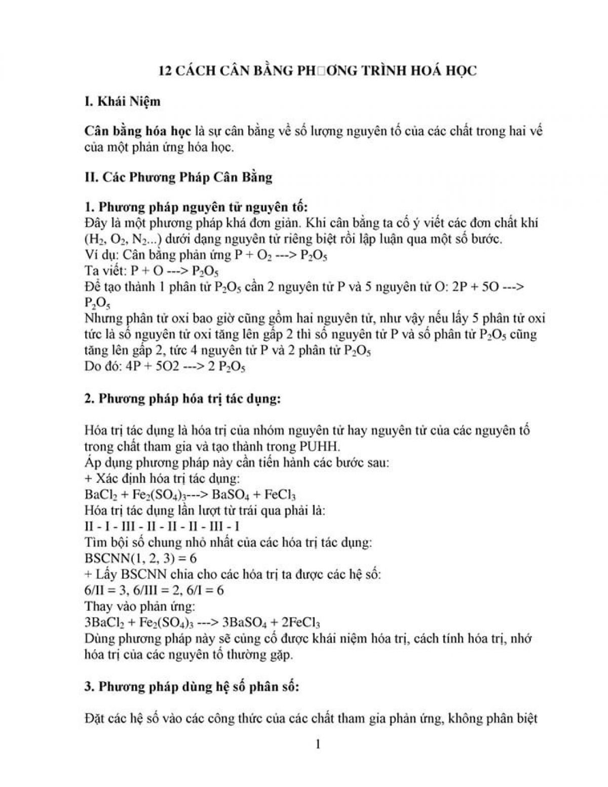 12 cách cân bằng phương trình hóa học