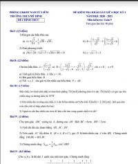 Đề kiểm tra khảo sát giữa học kì I môn Toán Trường THCS Mỹ Đình năm 2019