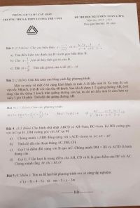 Đề thi học kì II môn Toán lớp 8 Trường THCS &amp; THPT Lương Thế Vinh, Cầu Giấy, Hà Nội năm 2018