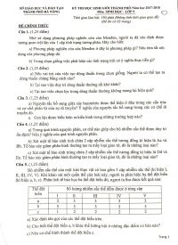 Đề thi chọn HSG môn Sinh học lớp 9 tại Thành phố Đà Nẵng năm 2018