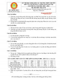 Đề  thi HSG các trường THPT CHUYÊN khu vực Duyên hải và Đồng bằng Bắc Bộ lần thứ IX môn Địa Lí lớp 10 năm 2016