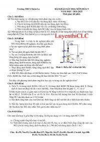 Đề thi khảo sát HSG Hóa cấp trường lần 1 - THCS Xuân La năm 2024