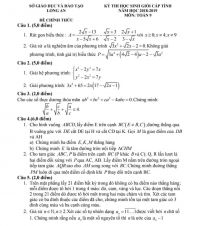 Đề thi chọn HSG môn Toán lớp 9 tỉnh Long An năm 2019