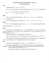Đề thi chọn HSG môn Toán lớp 9 quận Đống Đa, Hà Nội - Vòng 2