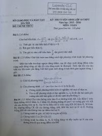 Đề thi tuyển sinh v&agrave;o lớp 10 m&ocirc;n To&aacute;n tại H&agrave; Nội năm 2015