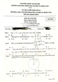 Đề thi tuyển sinh vào lớp 10 môn Toán Trường THPT CHUYÊN Khoa học Xã hội và Nhân văn Hà Nội năm 2023