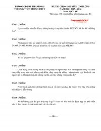 Đề thi HSG m&ocirc;n Lịch Sử lớp 9 Trường THCS Thanh Th&ugrave;y, huyện Thanh Oai, H&agrave; Nội năm 2014