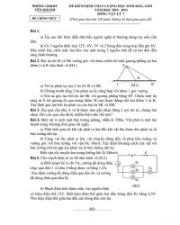 Đề kiểm định chất lượng học sinh kh&aacute;, giỏi v&agrave; đ&aacute;p &aacute;n m&ocirc;n Vật l&yacute; 7, huyện Y&ecirc;n Kh&aacute;nh, Ninh B&igrave;nh năm 2010