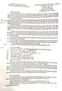 Đề thi chọn HSG môn Hóa Học lớp 9 vòng 2 huyện Đông Anh, Hà Nội năm 2023
