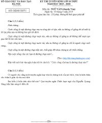 Đề thi tuyển sinh v&agrave;o lớp 10 m&ocirc;n Ngữ Văn THPT CHUY&Ecirc;N tại H&agrave; Nội năm 2019