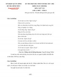 Đề thi chọn HSG tỉnh m&ocirc;n Ngữ Văn lớp 11 THPT - V&ograve;ng 1 tỉnh Quảng B&igrave;nh năm 2016