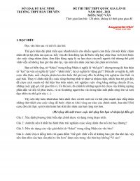 Đề thi thử THPT Quốc Gia lần II m&ocirc;n Ngữ Văn Trường THPT H&agrave;n Thuy&ecirc;n tỉnh Bắc Ninh năm 2020