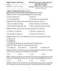 Đề kiểm tra chất lượng học k&igrave; I m&ocirc;n Vật l&yacute; 7 huyện Chi&ecirc;m H&oacute;a, tỉnh Tuy&ecirc;n Quang năm 2013