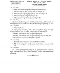 Đề kiểm tra chất lượng học k&igrave; I v&agrave; đ&aacute;p &aacute;n m&ocirc;n Vật l&yacute; 7 huyện Hải Lăng, Quảng Trị năm 2014