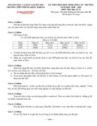 Đề thi chọn HSG m&ocirc;n Địa L&iacute; lớp 11 Trường THPT Ph&ugrave;ng Khắc Khoan tại H&agrave; Nội năm 2020
