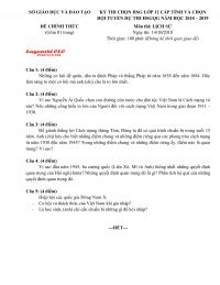 Đề thi chọn HSG lớp 12 cấp tỉnh v&agrave; chọn đội tuyển dự thi HSG Quốc Gia m&ocirc;n Lịch Sử tỉnh Bạc Li&ecirc;u năm 2018