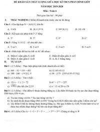 Đề khảo sát chất lượng giữa kì THPT Phan Đình Giót môn Toán lớp  6 năm 2019