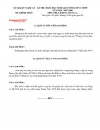 Đề thi chọn HSG môn Lịch Sử Bảng A lớp 12 THPT tỉnh Nghệ An năm 2008