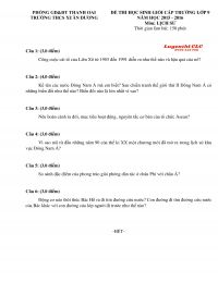 Đề thi HSG m&ocirc;n Lịch Sử lớp 9 Trường THCS Xu&acirc;n Dương huyện Thanh Oai, H&agrave; Nội năm 2015