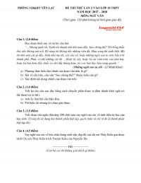 Đề thi thử lần 2 v&agrave;o lớp 10 THPT m&ocirc;n Ngữ Văn huyện Y&ecirc;n Lạc, tỉnh Vĩnh Ph&uacute;c năm 2018