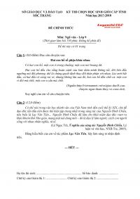 Đề thi chọn HSG cấp tỉnh m&ocirc;n Ngữ Văn lớp 9 tỉnh S&oacute;c Trăng năm 2017