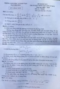 Đề khảo sát thi tuyển vào lớp 10 môn Toán THPT năm 2019 tại Đan Phượng