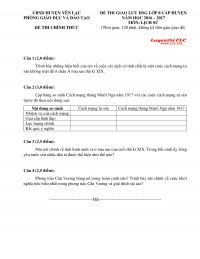 Đề thi chọn HSG m&ocirc;n Lịch Sử lớp 8 huyện Y&ecirc;n Lạc, tỉnh Vĩnh Ph&uacute;c năm 2016