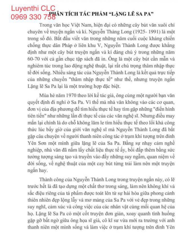 B&agrave;i tham khảo: Ph&acirc;n t&iacute;ch truyện ngắn "Lặng lẽ Sa Pa" (Ngữ văn 9)