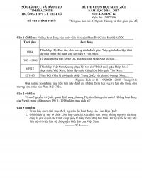 Đề thi chọn HSG và đáp án môn  Lịch Sử 12 Trường THPT Lý Thái Tổ tỉnh Bắc Ninh năm 2016