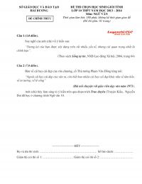 Đề thi chọn HSG môn Ngữ Văn lớp 10 THPT tỉnh Hải Dương năm 2014