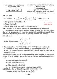 Đề kiểm tra học k&igrave; II m&ocirc;n To&aacute;n lớp 9 quận Long Bi&ecirc;n, H&agrave; Nội năm 2019