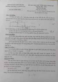 Đề thi chọn HSG m&ocirc;n H&oacute;a Học huyện Kim Th&agrave;nh tỉnh Hải Dương năm 2021